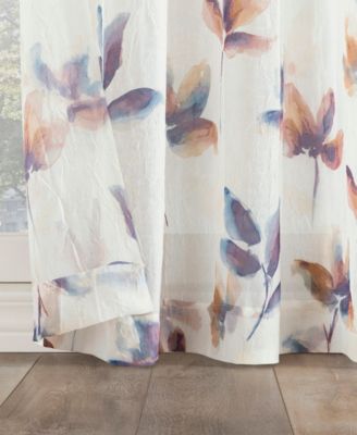 Ellie Floral Print Sheer Rod Pocket Curtain Panel