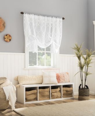 Allerton Embroidered Trellis Semi-Sheer Rod Pocket Window Tie-up Shade