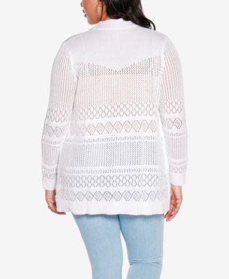 Plus Size Pointelle Open Cardigan Sweater
