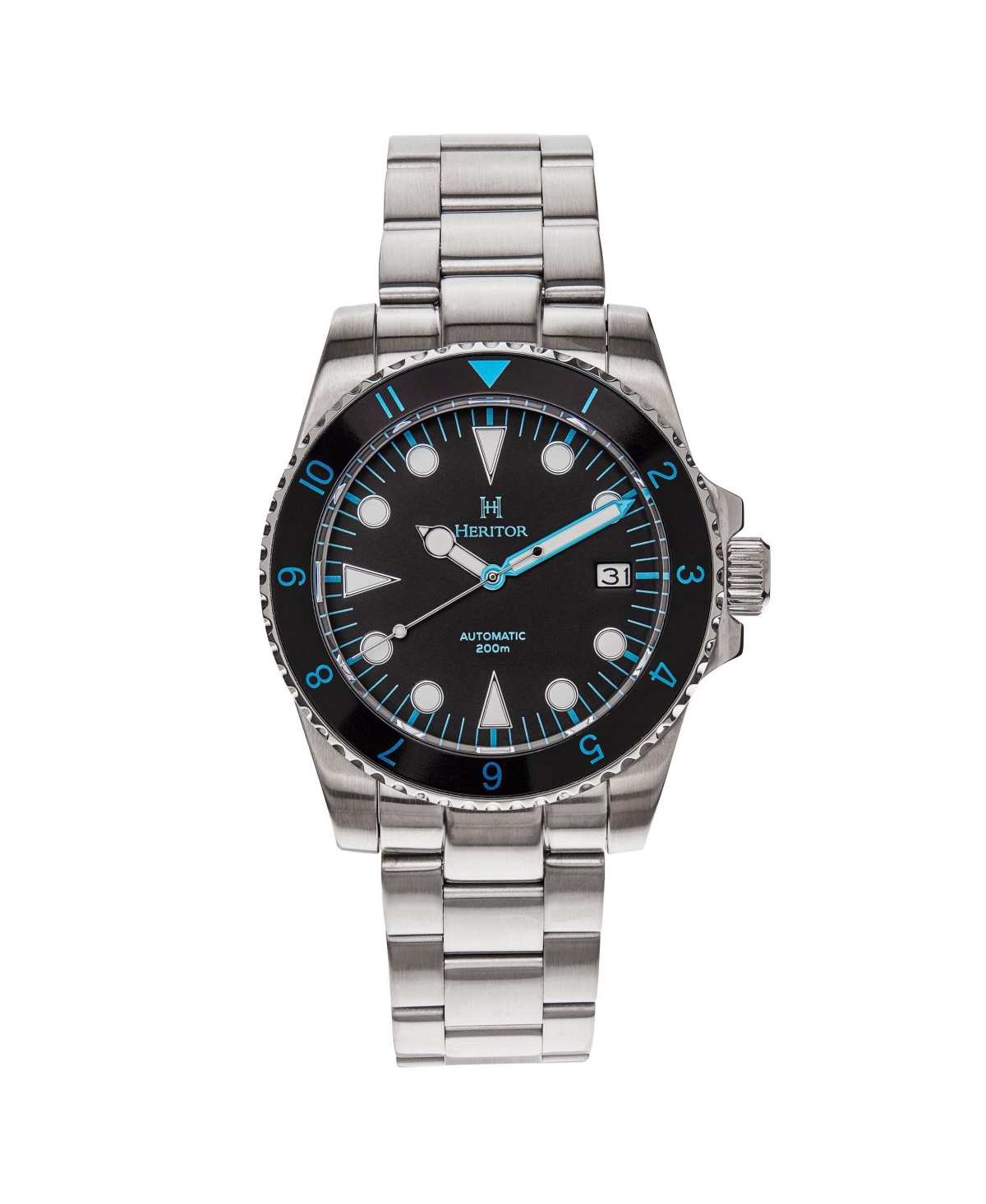 Men Luciano Stainless Steel Watch - Black/Blue, 41mm - Black/blue