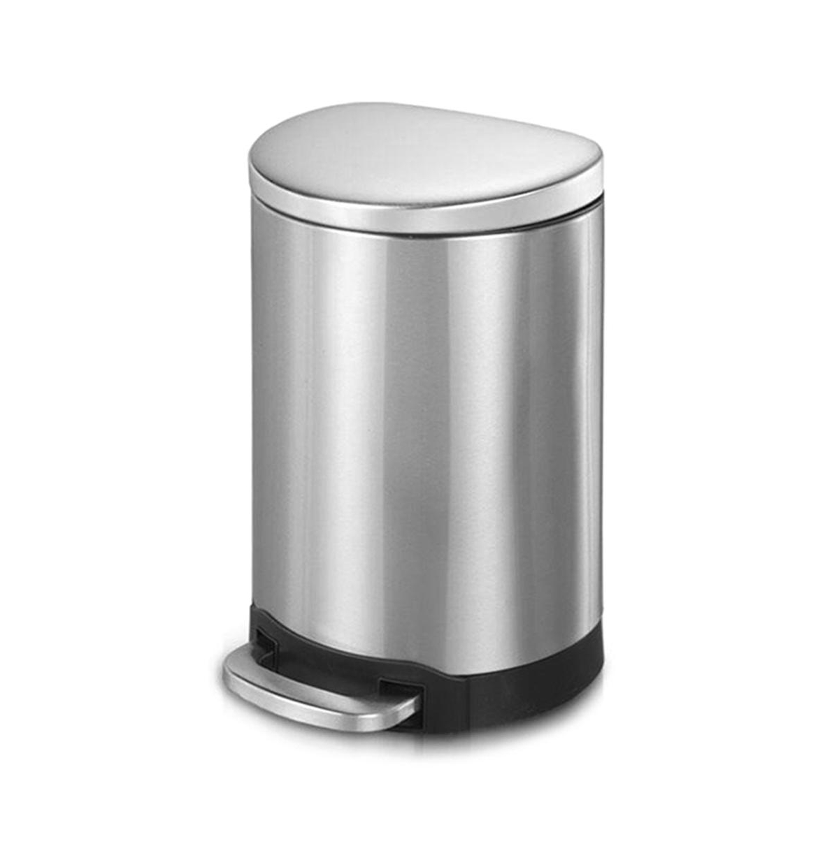 10.6 Gal./40 Liter Stainless Steel Semi-round Step-on Trash Can for Kitchen - Silver