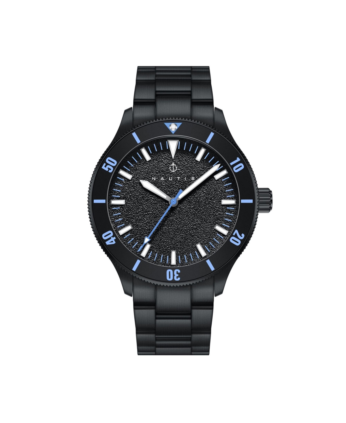 Men Deacon Stainless Steel Watch - Black/Blue, 43mm - Black/blue