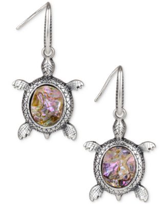 Patricia Nash - Silver-Tone Stone Turtle Shell Drop Earrings