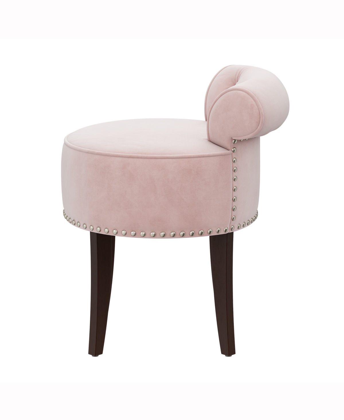 Hillsdale Wood and Upholstered Lena Furniture Vanity Stool - Espresso with Pink Fabric
