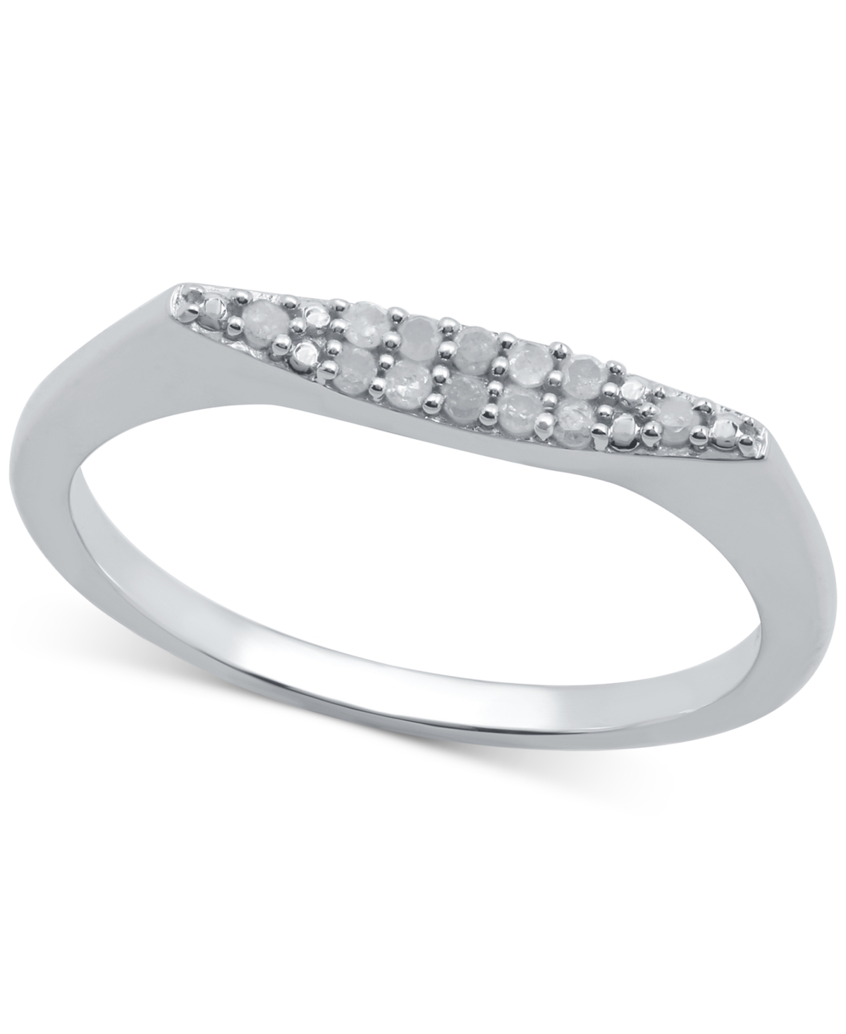 Macy's Diamond Concave Style Band (1/10 Ct. T.w.) In Sterling Silver
