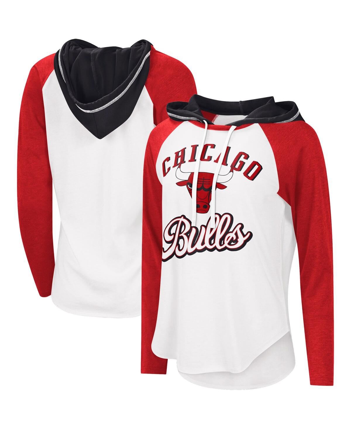 Women's G-iii 4Her by Carl Banks White Chicago Bulls Mvp Raglan Hoodie Long Sleeve T-shirt - White