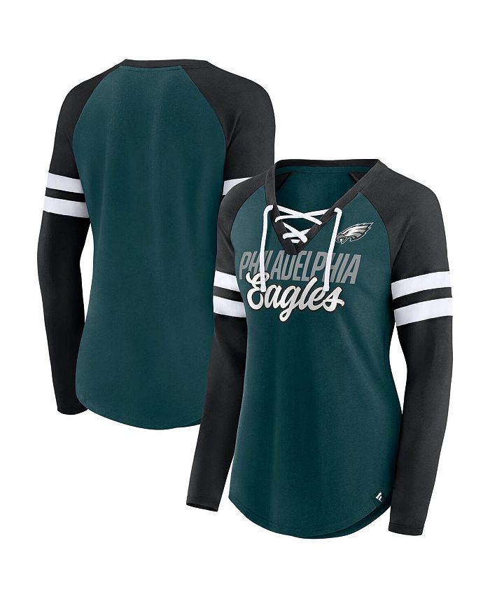 Fanatics Women's Branded Midnight Green, Black Philadelphia Eagles True to  Form Raglan Lace-Up V-Neck Long Sleeve T-shirt - Macy's