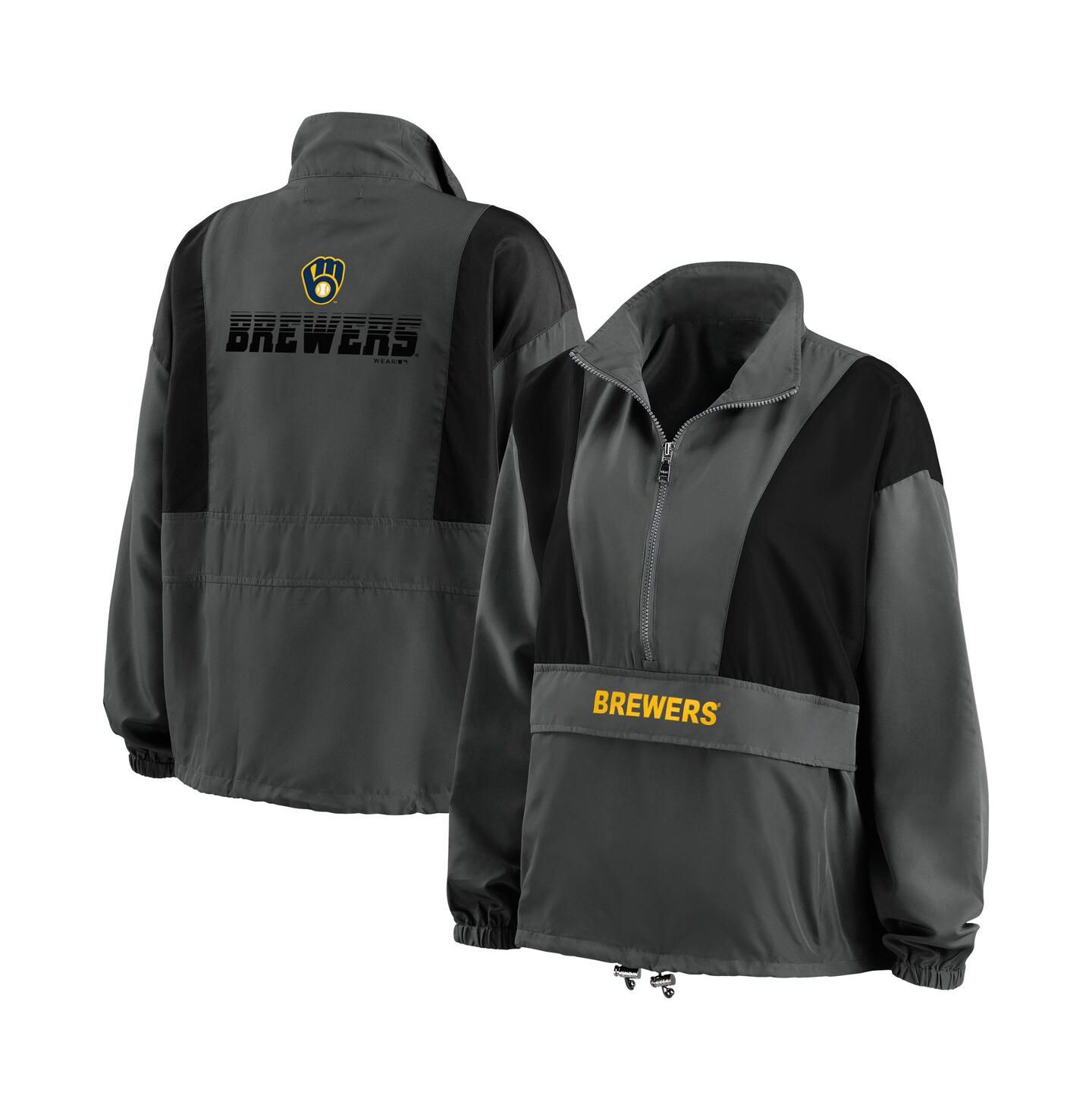 Женская куртка WEAR by Erin Andrews Charcoal Milwaukee Brewers Packable Half-Zip — фото 1