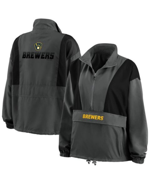Женские куртки WEAR by Erin Andrews Women's Charcoal Milwaukee Brewers Packable Half-Zip Jacket