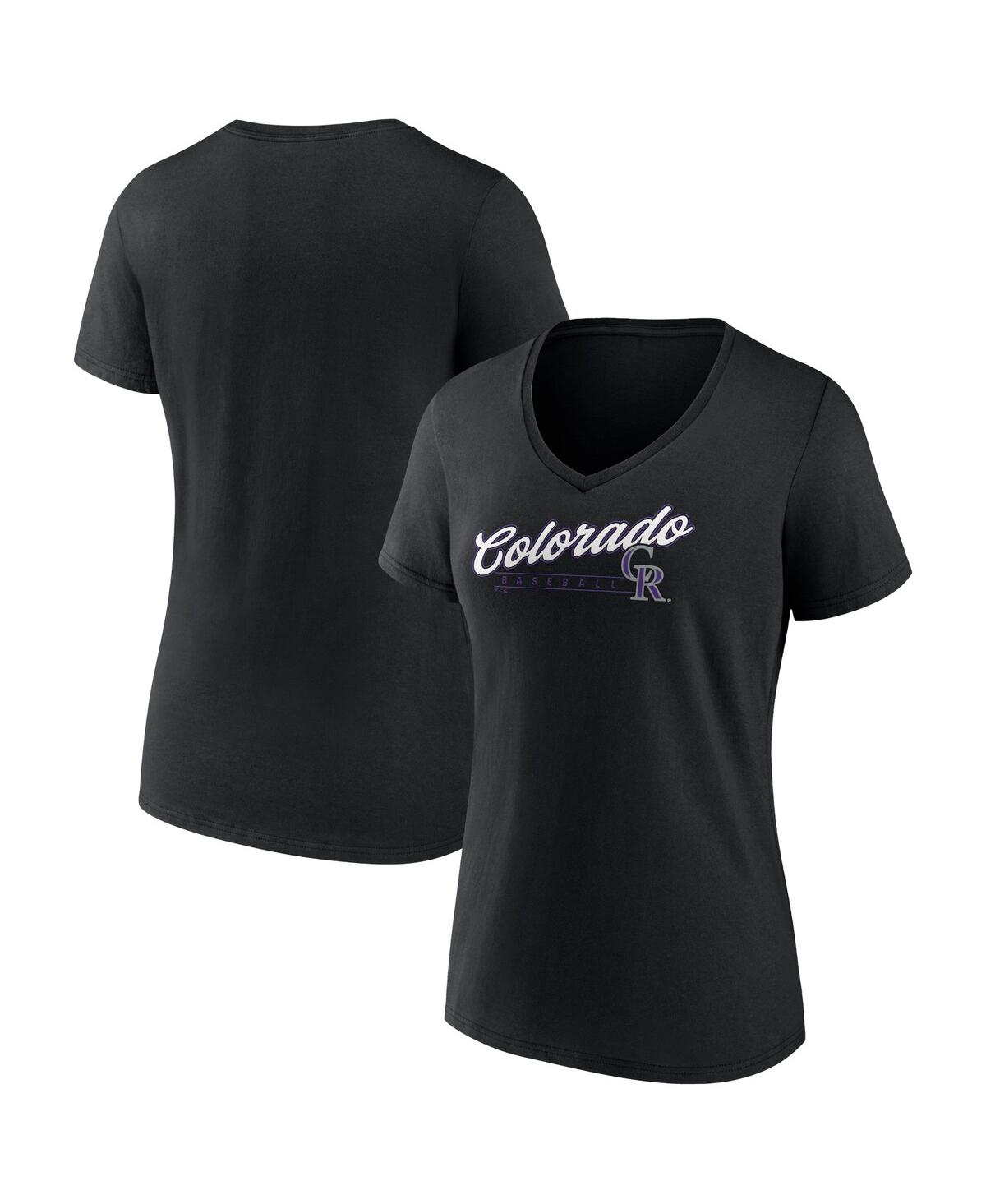 Shop Fanatics Women's  Black Colorado Rockies One And Only V-neck T-shirt
