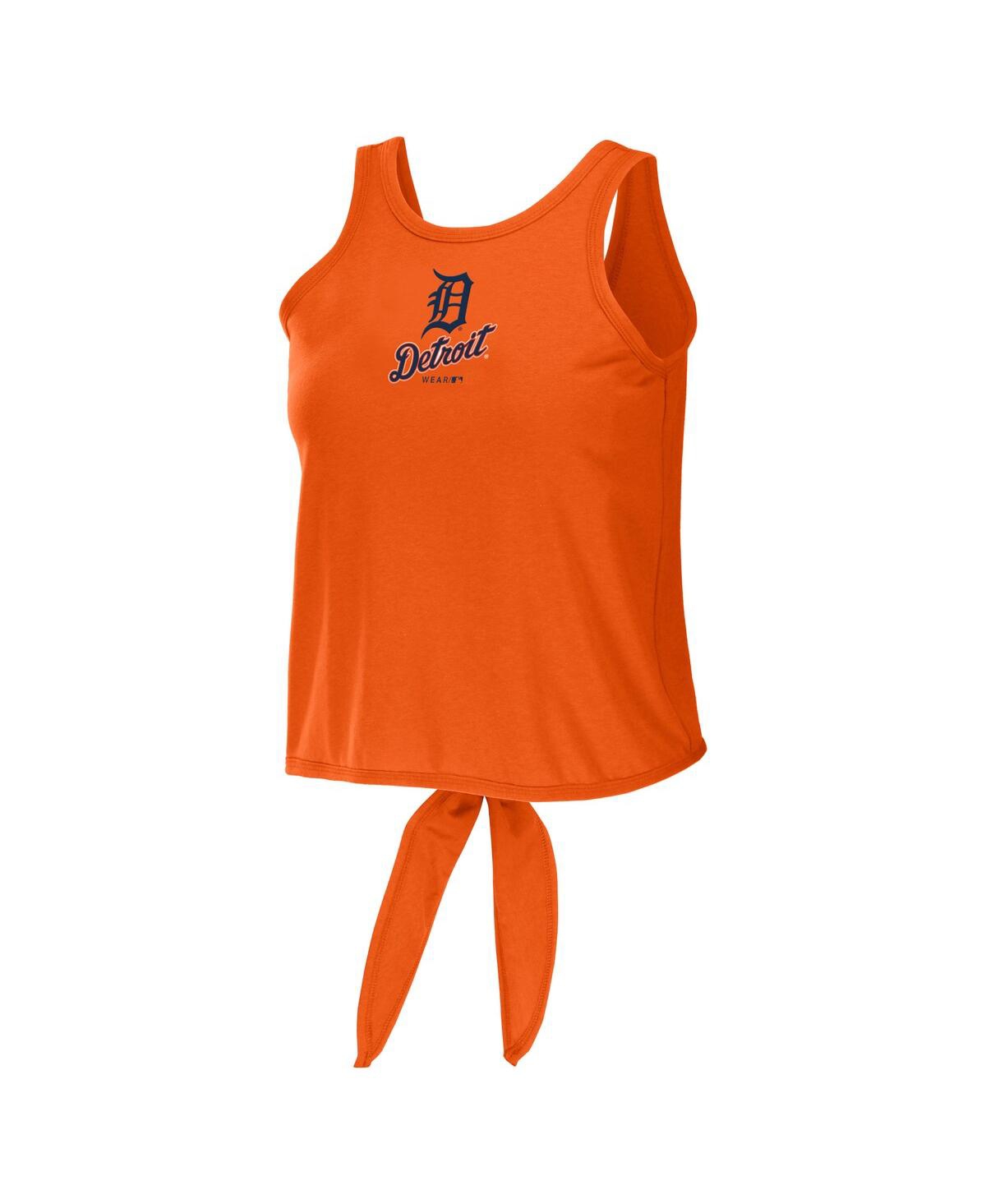 Shop Wear By Erin Andrews Women's  Orange Detroit Tigers Open Back Twist Tie Tank Top