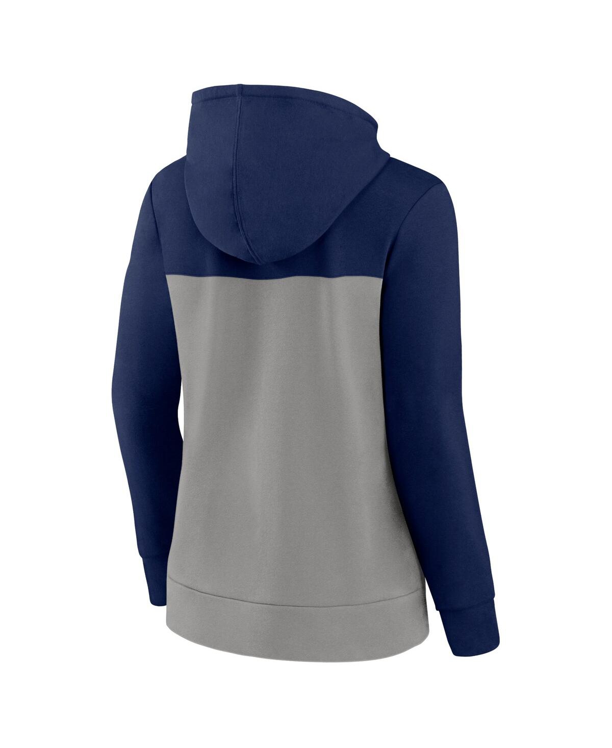 Shop Fanatics Women's  Navy, Gray Milwaukee Brewers Take The Field Colorblocked Hoodie Full-zip Jacket In Navy,gray