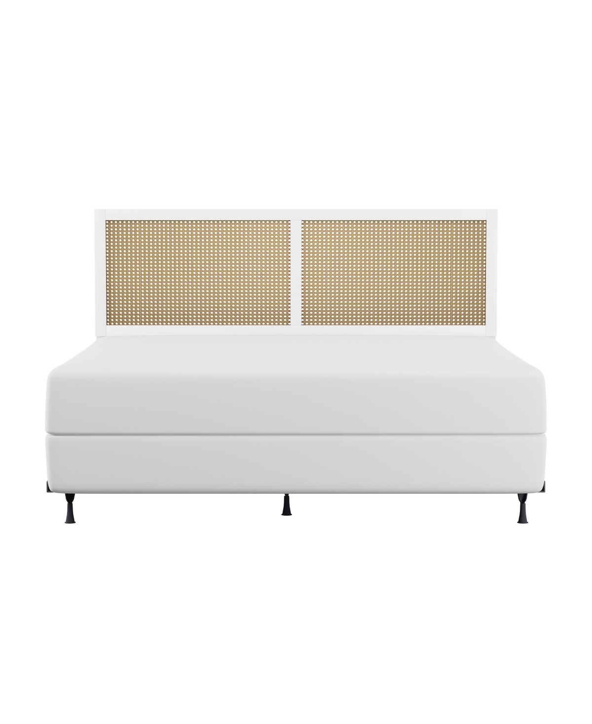 Hillsdale 50" Wood And Cane Panel Serena Furniture King Headboard With Frame In White