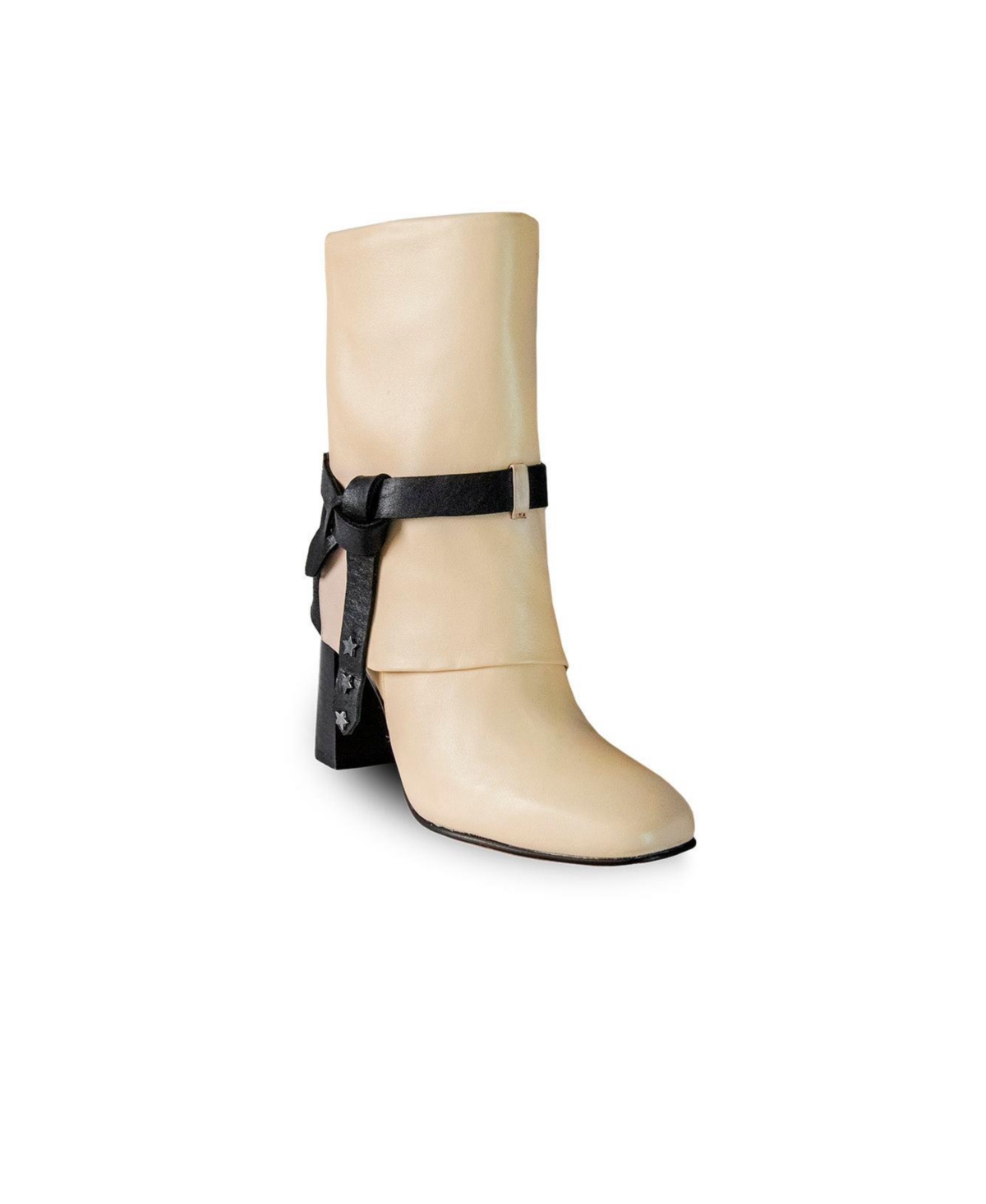 Women's Ivory & Black Premium Leather Boots Nat By - Ivoryblack