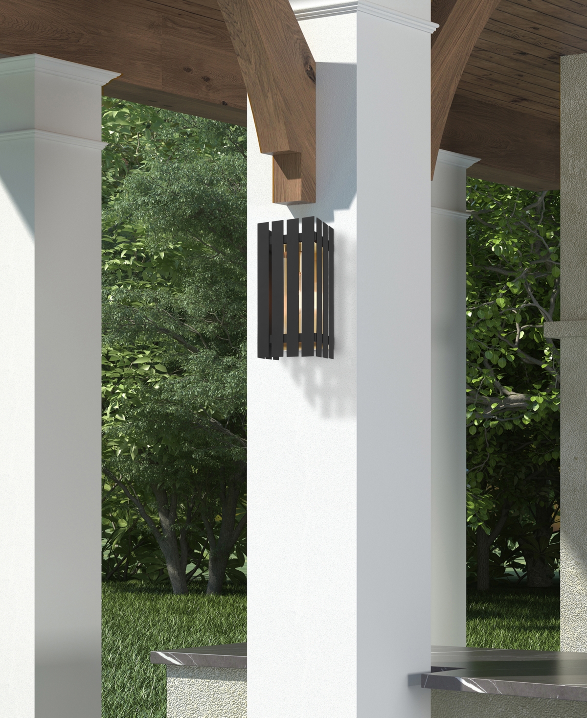 Livex Greenwick 1 Light Outdoor Wall Lantern - Black with Satin Brass