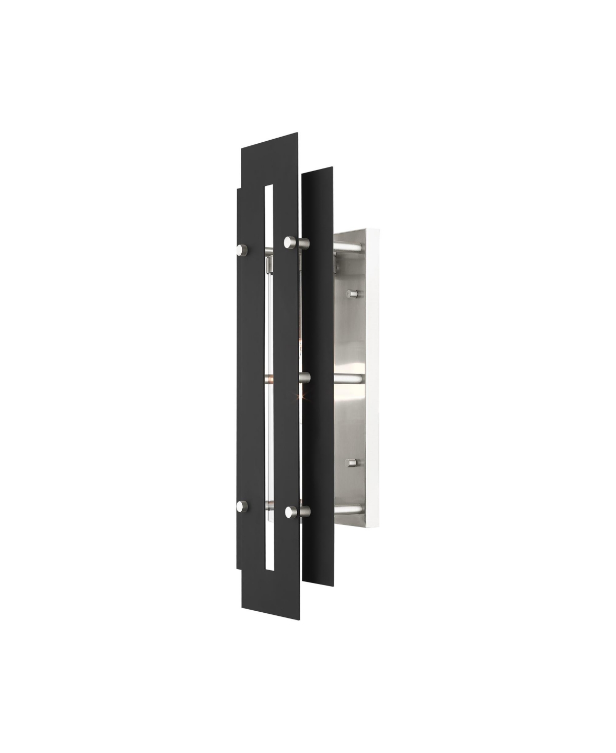 Livex Utrecht 1 Light Outdoor Wall Lantern - Black with Brushed