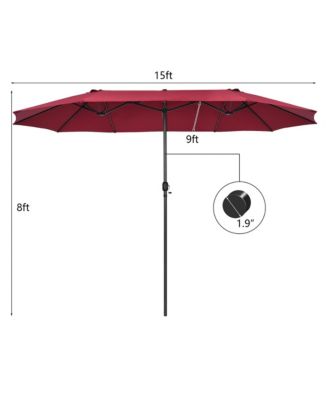 15FT Patio Double-Sided Umbrella Crank Outdoor Garden Market Sun Shade