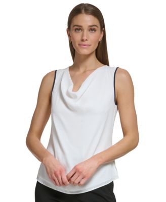 DKNY Women's Sleeveless Cowl-Neck Colorblocked Top u0026 Reviews - Tops - Women  - Macy's