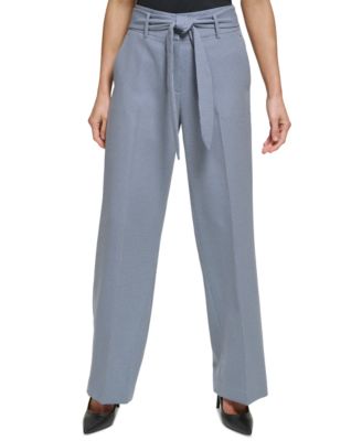 DKNY - Women's Belted High-Rise Wide-Leg Pants