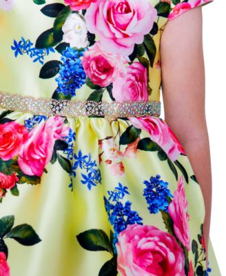 Robe Bouffante Fille Rare Editions Taille 6, Floral Rose Et Vert, Neuve