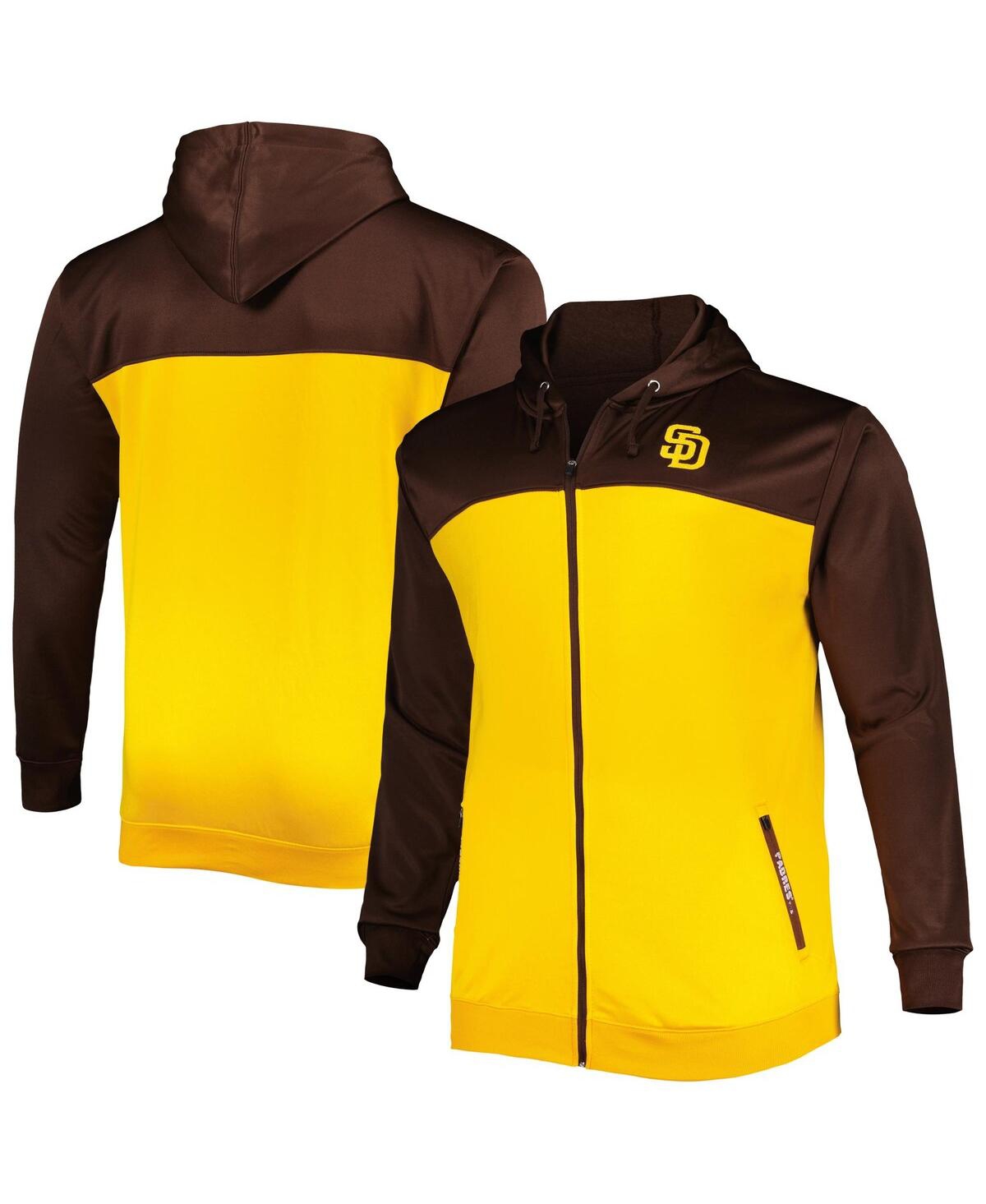 Men's Brown and Gold San Diego Padres Big and Tall Yoke Full-Zip Hoodie - Brown, Gold