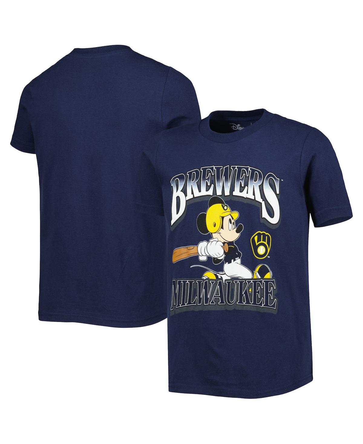 Outerstuff Kids' Big Boys And Girls Navy Milwaukee Brewers Disney Game Day T-shirt