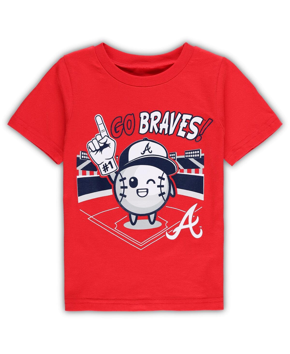OUTERSTUFF TODDLER BOYS AND GIRLS RED ATLANTA BRAVES BALL BOY T-SHIRT