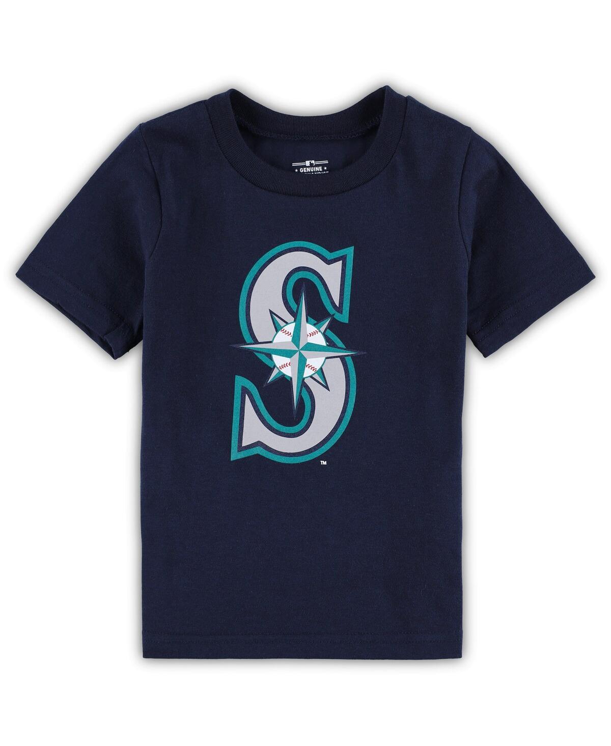 Outerstuff Babies' Toddler Boys And Girls Navy Seattle Mariners Team Crew Primary Logo T-shirt
