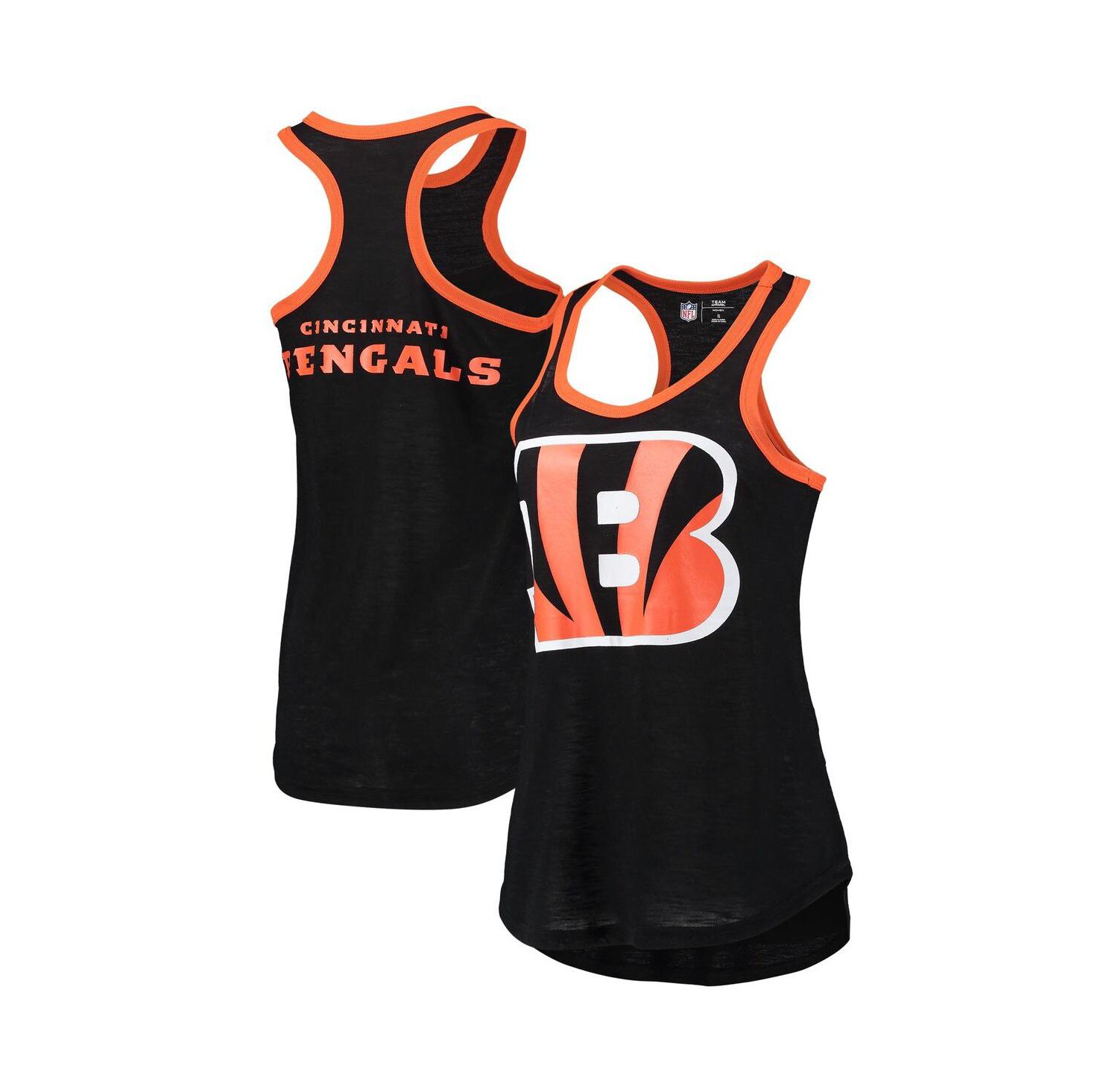 Women's Black Cincinnati Bengals Tater Burnout Tank Top