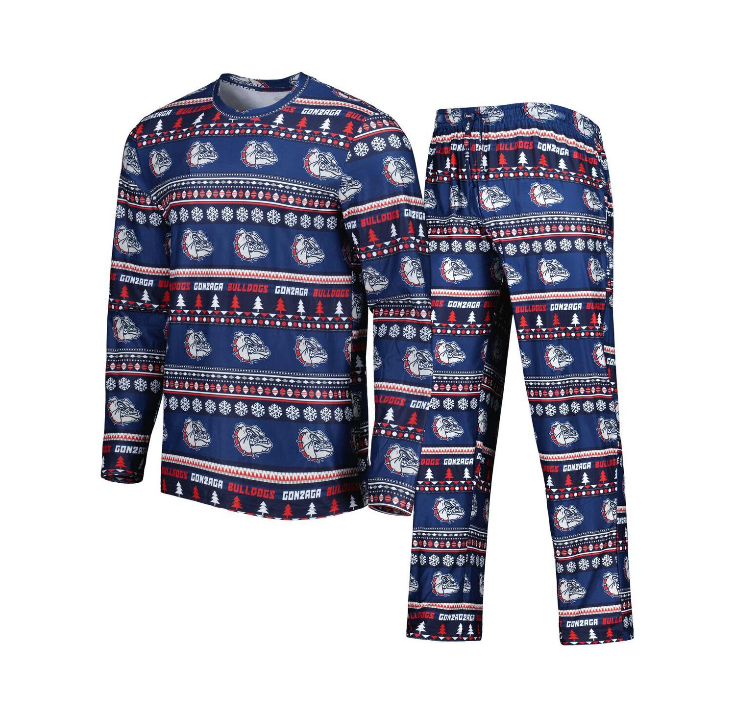 Men's Navy Gonzaga Bulldogs Swivel Long Sleeve T-shirt and Pants Sleep Set