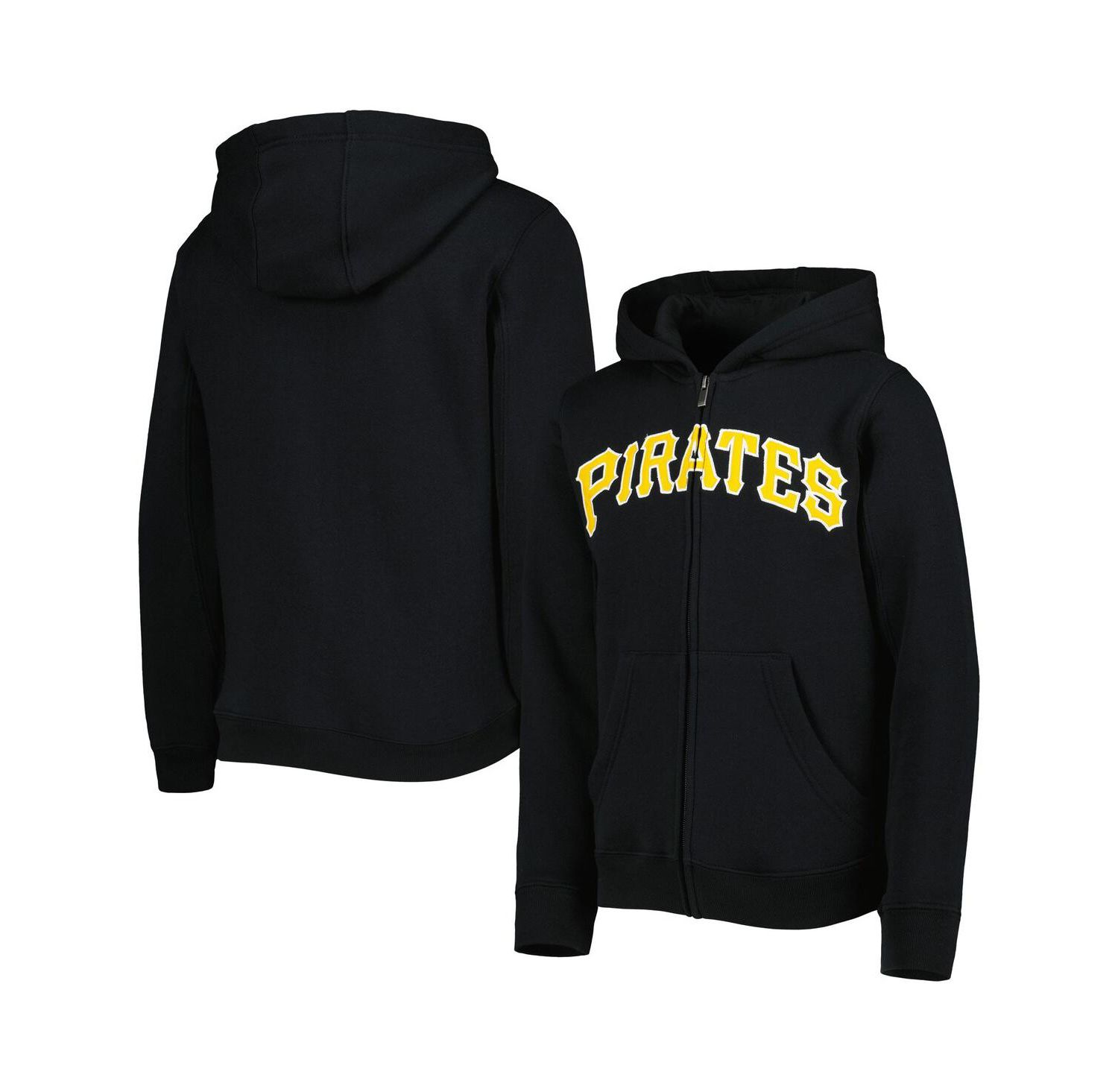 Big Boys and Girls Black Pittsburgh Pirates Wordmark Full-Zip Fleece Hoodie