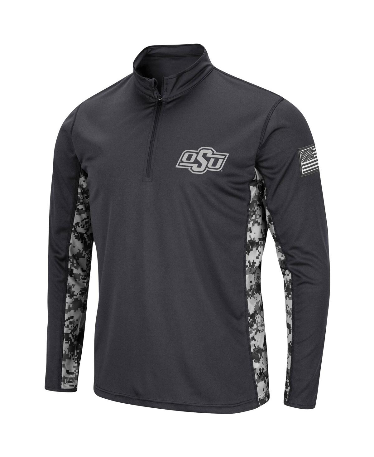 Men's ColosseumOklahoma State Cowboys Oht Military-Inspired Appreciation Digi Camo Quarter-Zip Jacket - Charcoal