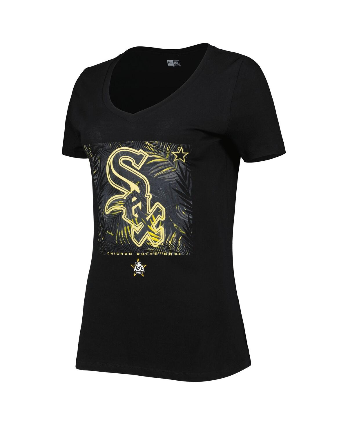 NEW ERA WOMEN'S NEW ERA BLACK CHICAGO WHITE SOX 2022 MLB ALL-STAR GAME HAT HOOK-UP V-NECK T-SHIRT 