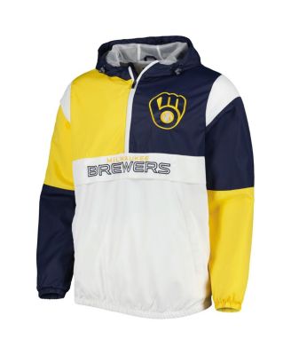 Men's Navy and Gold Milwaukee Brewers Fair Catch Half-Zip Hoodie