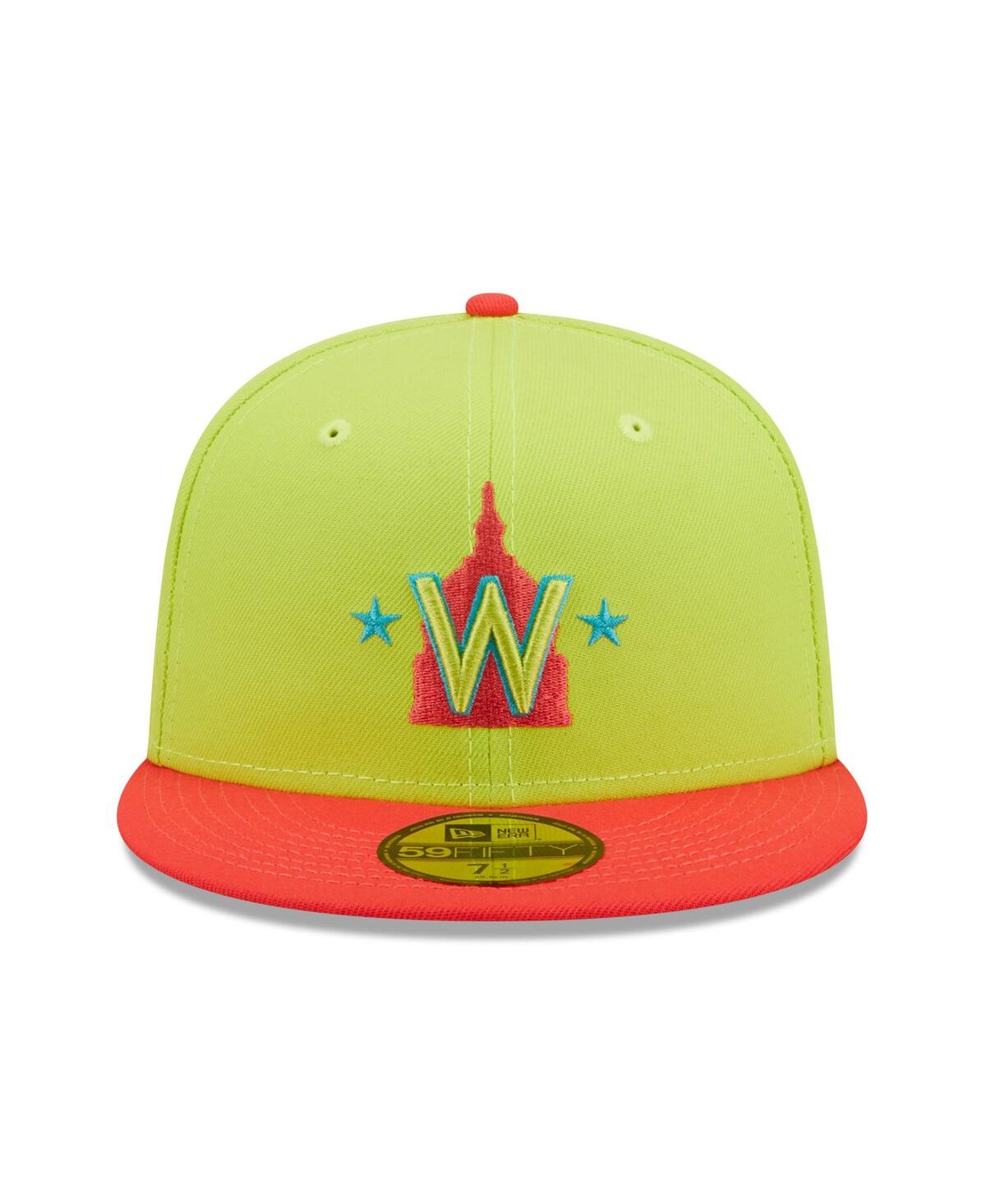 Shop New Era Men's  Green And Red Washington Nationals 2008 Inaugural Season Cyber Highlighter 59fifty Fit In Green,red