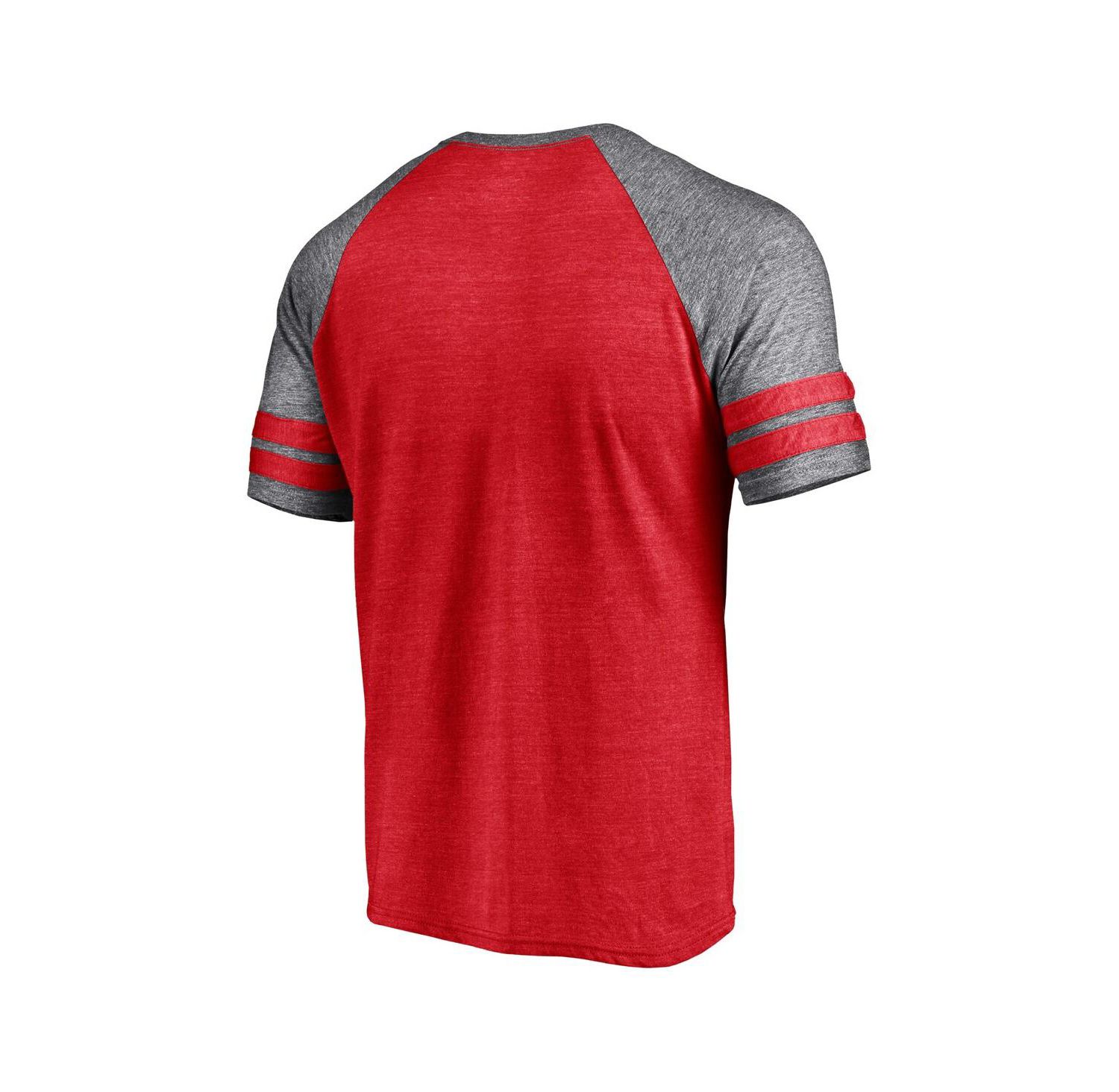 Men's Heather Red Minnesota Twins Utility Two-Stripe Raglan Tri-Blend T-shirt