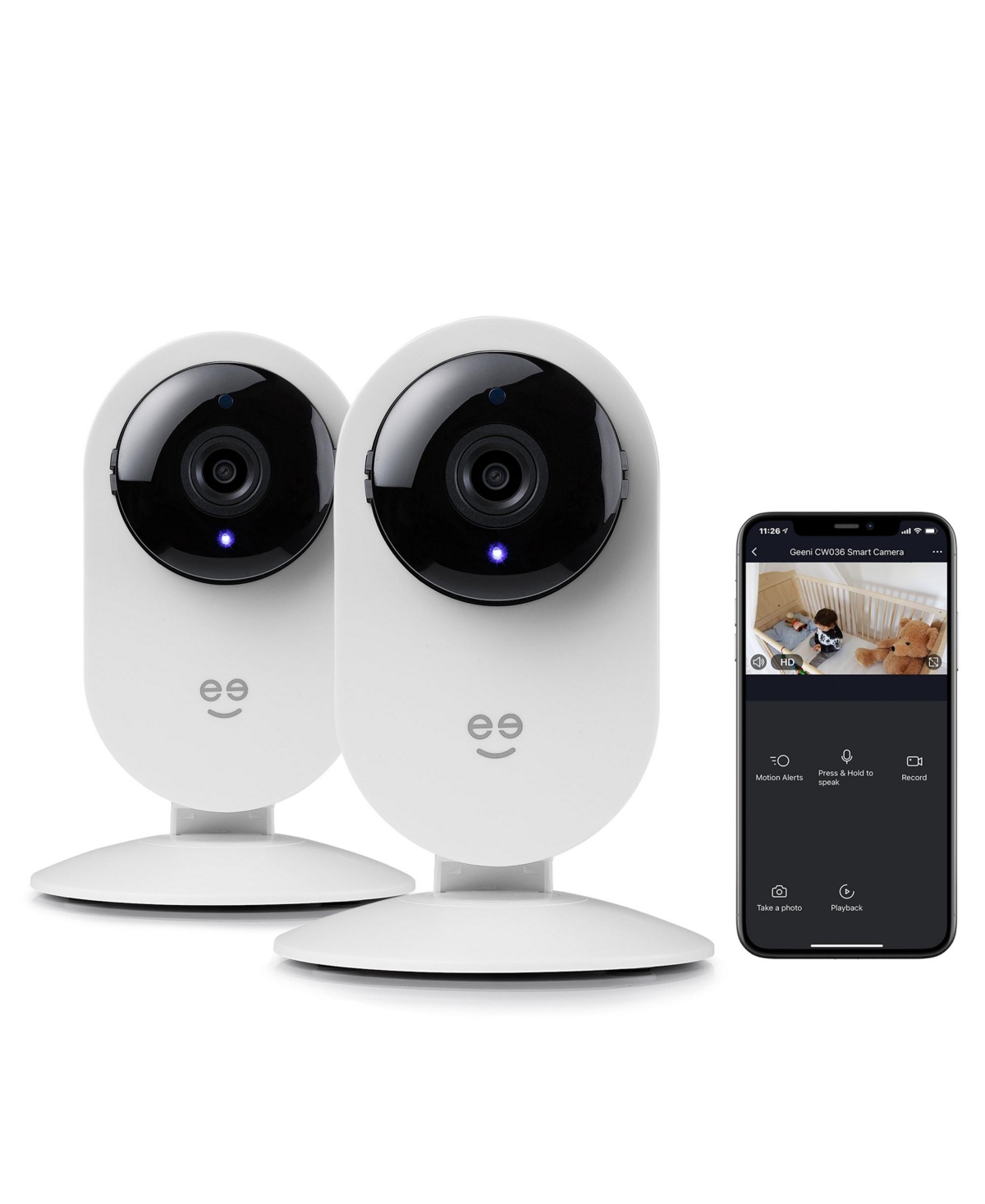 Geeni Glimpse 1080p Hd Smart Camera - Indoor Home Security Camera - No Hub Required - Motion Detection Cam In White