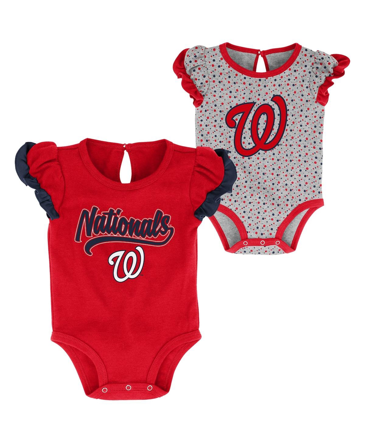 Shop Outerstuff Girls Newborn Red, Heathered Gray Washington Nationals Scream And Shout Two-pack Bodysuit Set In Red,heathered Gray