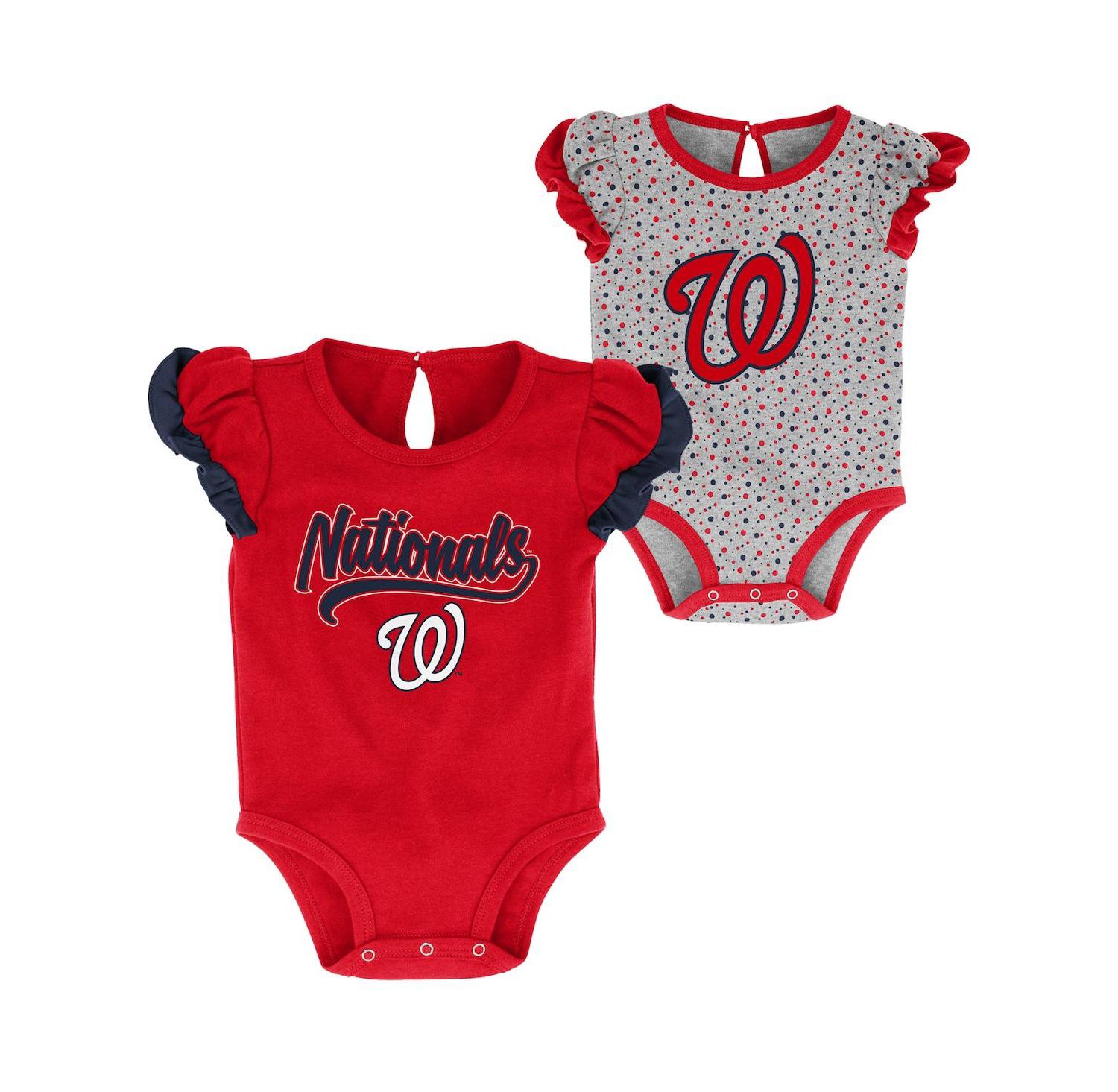 Girls Newborn Red, Heathered Gray Washington Nationals Scream and Shout Two-Pack Bodysuit Set