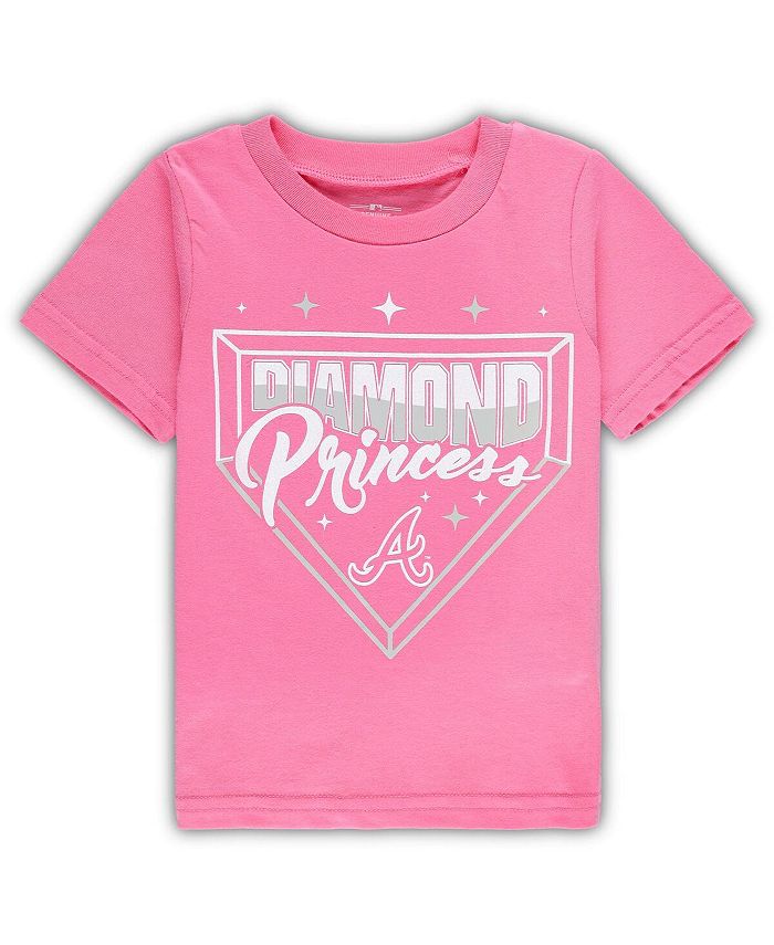 Girls Toddler Atlanta Braves Pink Diamond Princess T-Shirt