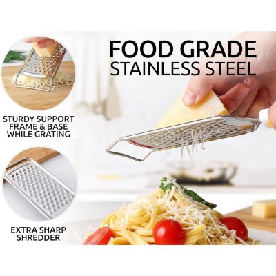Cheese Grater Stainless Steel - Durable Rust-Proof Metal Lemon Zester Grater with Handle