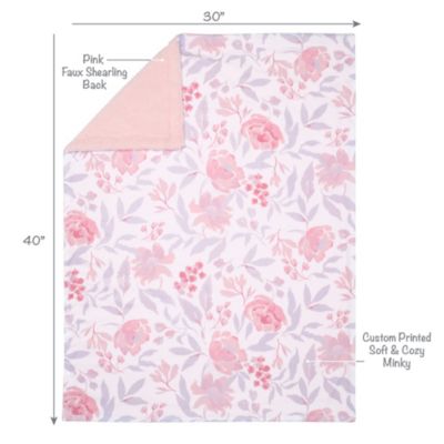 Lavender Floral Pink/Purple Soft Fleece Baby Blanket