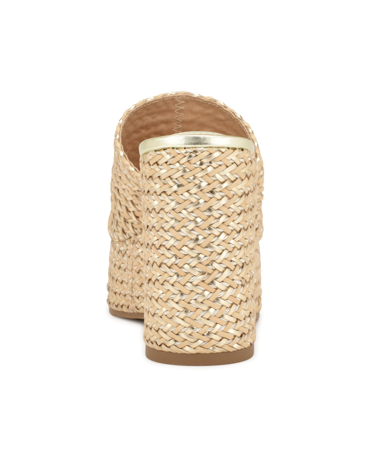Shop Nine West Women's Everie Woven High Platform Wedge Sandals In Natural,gold
