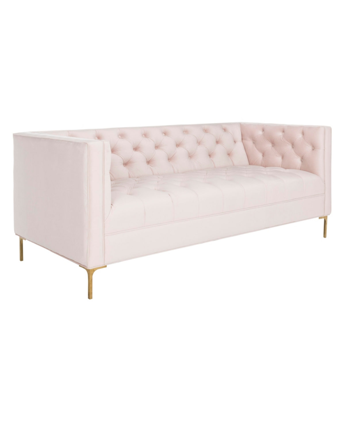 Safavieh Vydia 70" Velvet Tufted Sofa In Blush Pink