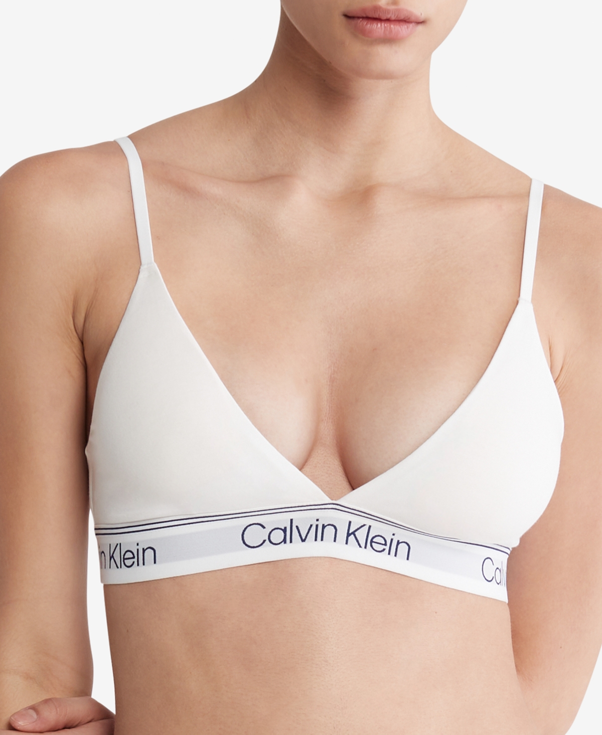 Calvin Klein Women's Athletic Lightly Lined Triangle Bralette Qf7186 In  White