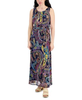 JAMIE & LAYLA - Petite Printed Sleeveless Scoop-Neck Maxi Dress