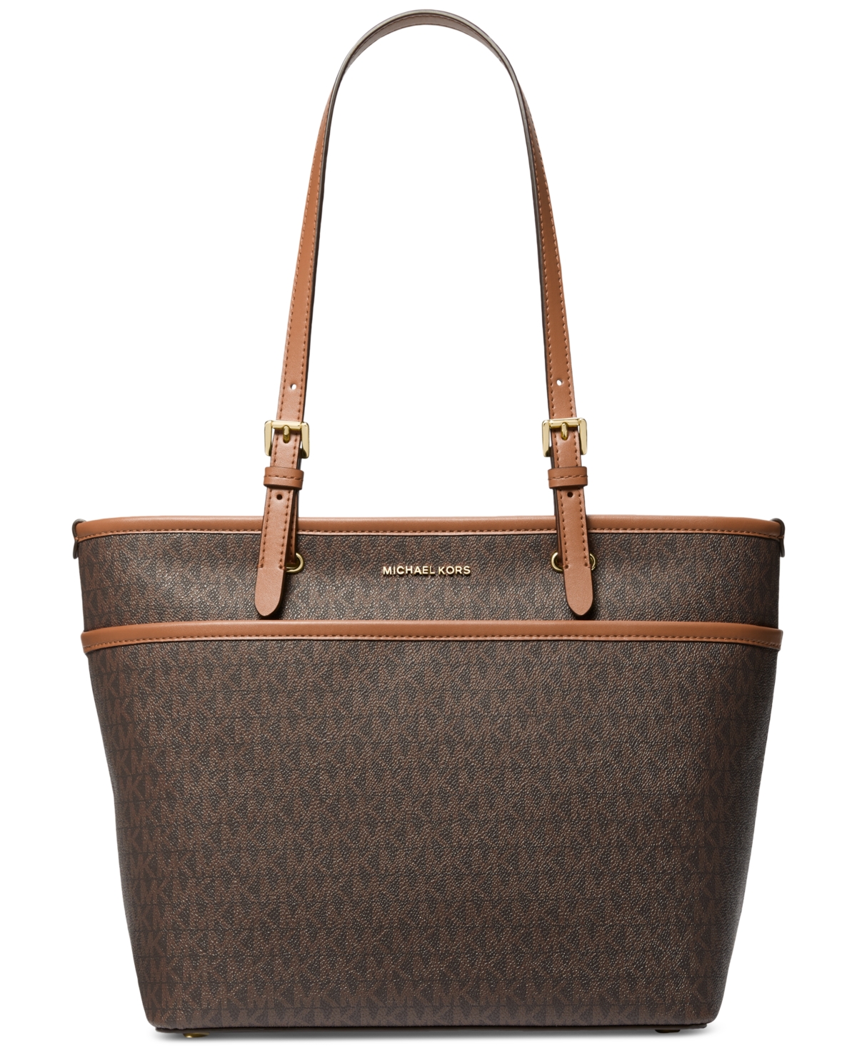 Michael Michael Kors Logo Large Top Zip Pocket Tote -acorn