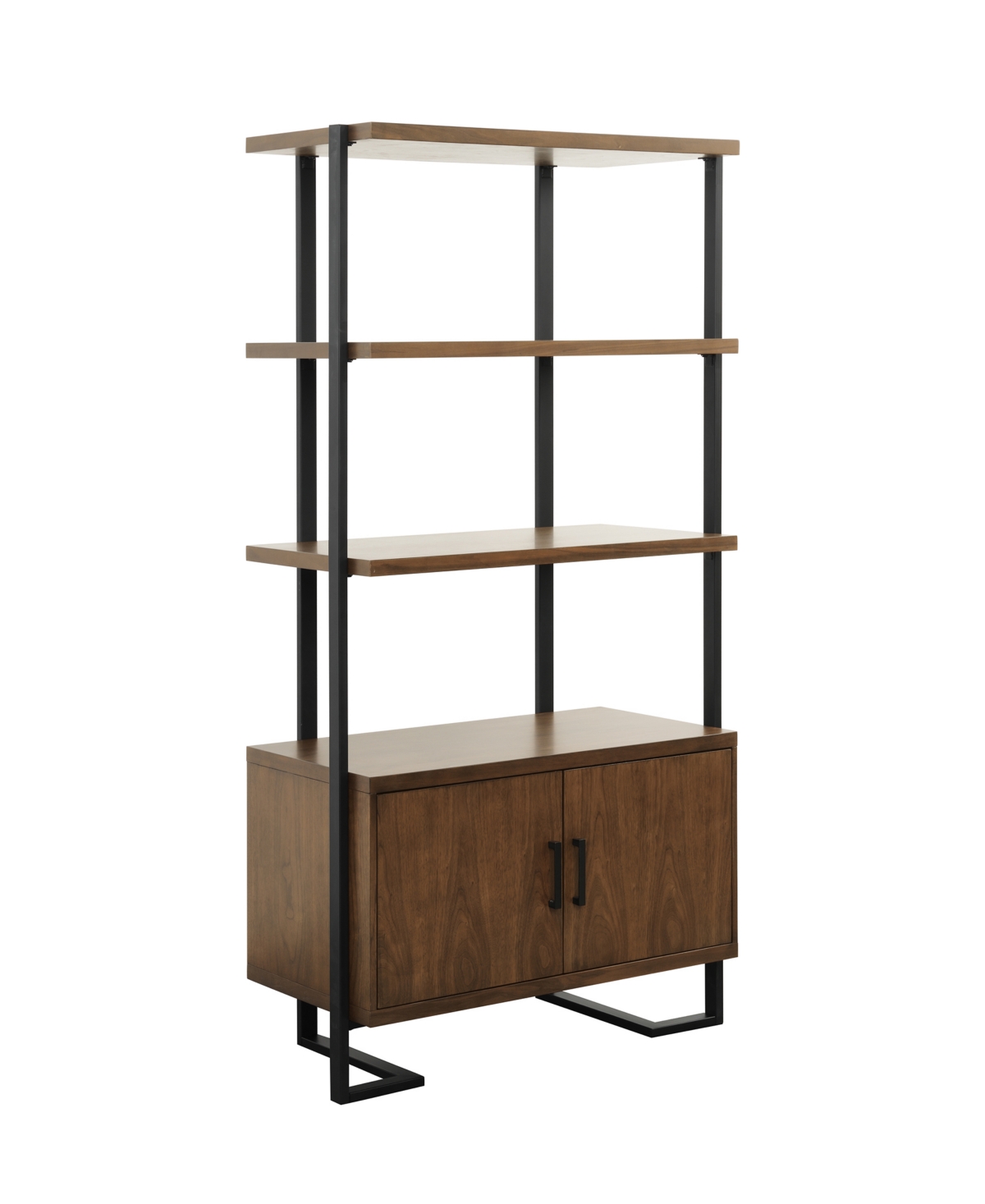 Furniture Helena Bookcase In -tone Finish- Walnut And Rustic Black Me