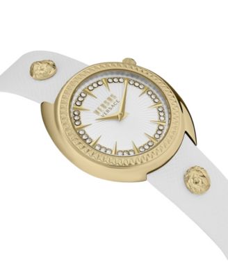 Women's Tortona Crystal 2 Hand Quartz White Genuine Leather Watch, 38mm