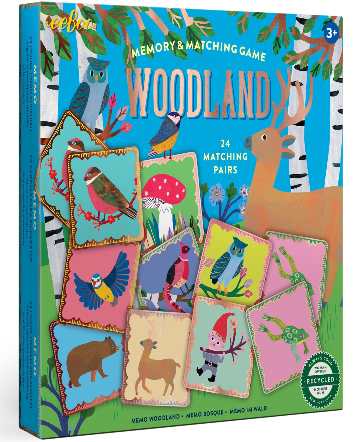 Eeboo Kids' Woodland Memory And Matching Game, Ages 5 And Up In Multi